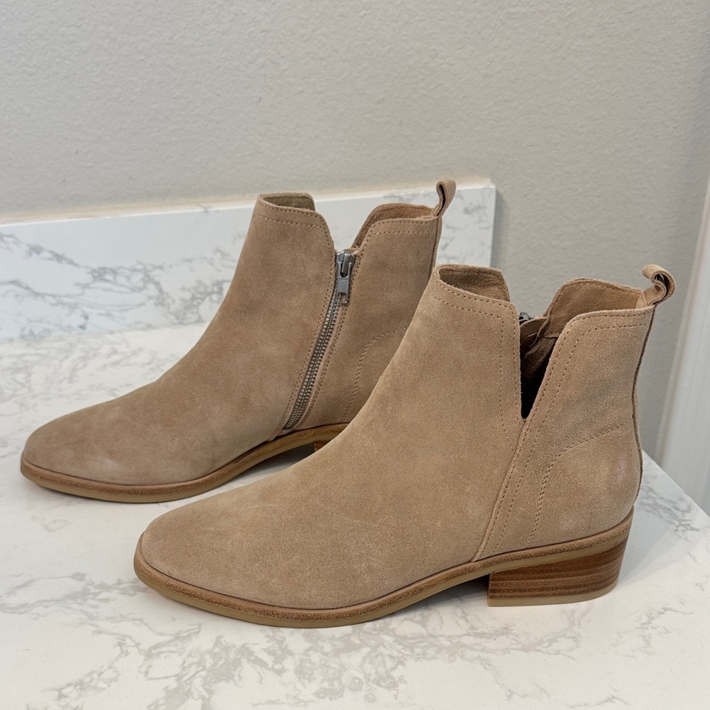Chelsea & Violet Tan Suede Ankle Booties